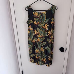 Reyn Spooner Bird of Paradise Floral Hawaiian Sleeveless Dress Zip Back Size Med